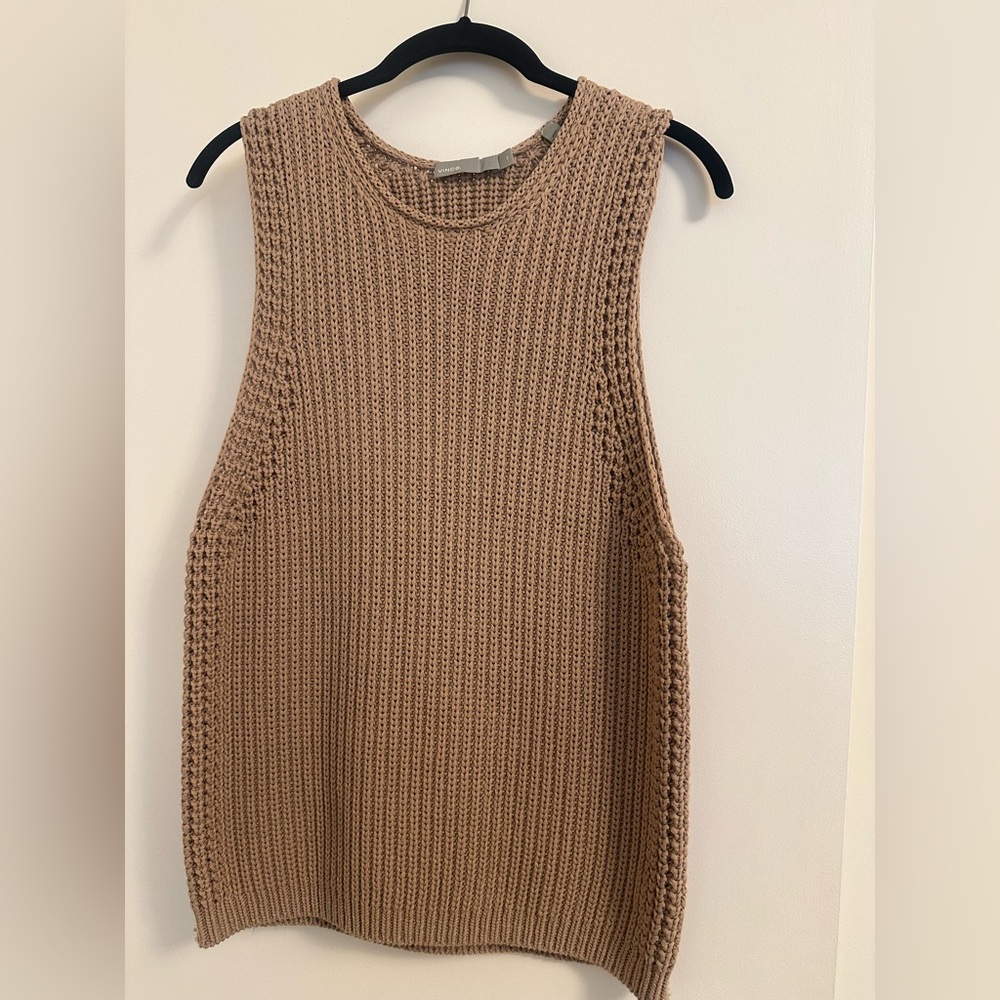 Vince Sleeveless Brown Knit Sweater